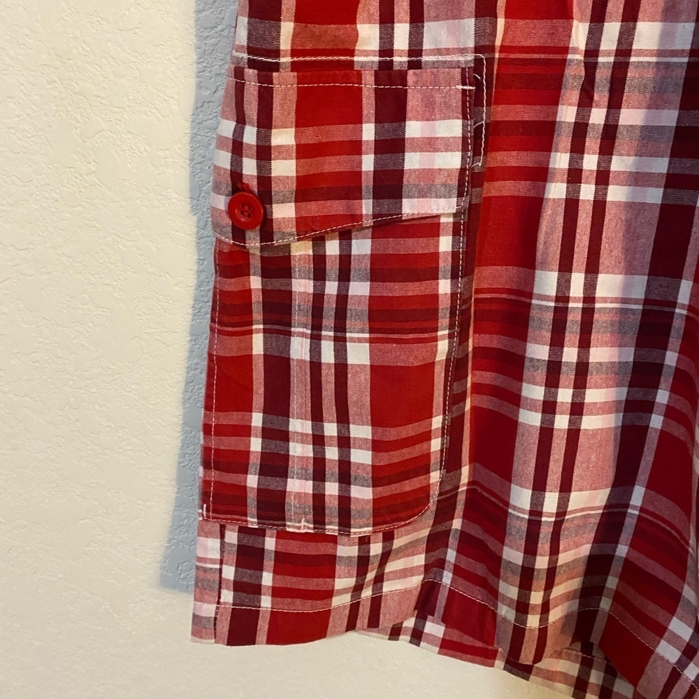 Southpole Y2K  Retro Red Plaid Bermuda Cargo Streetwear HipHop Shorts Size 40 - Picture 6 of 14
